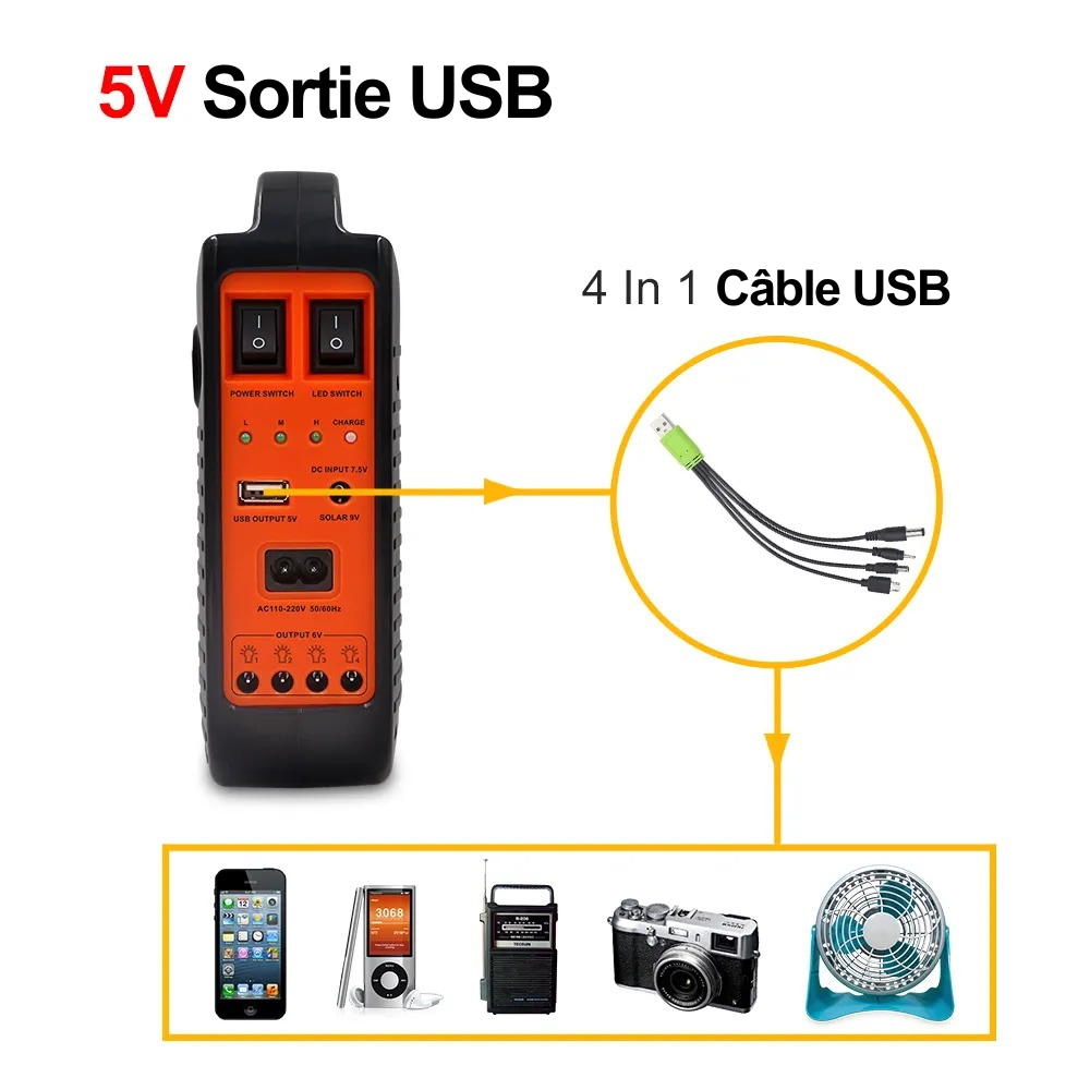 Système d′Éclairage Solaire Portable Avec Radio Bluetooth Speaker