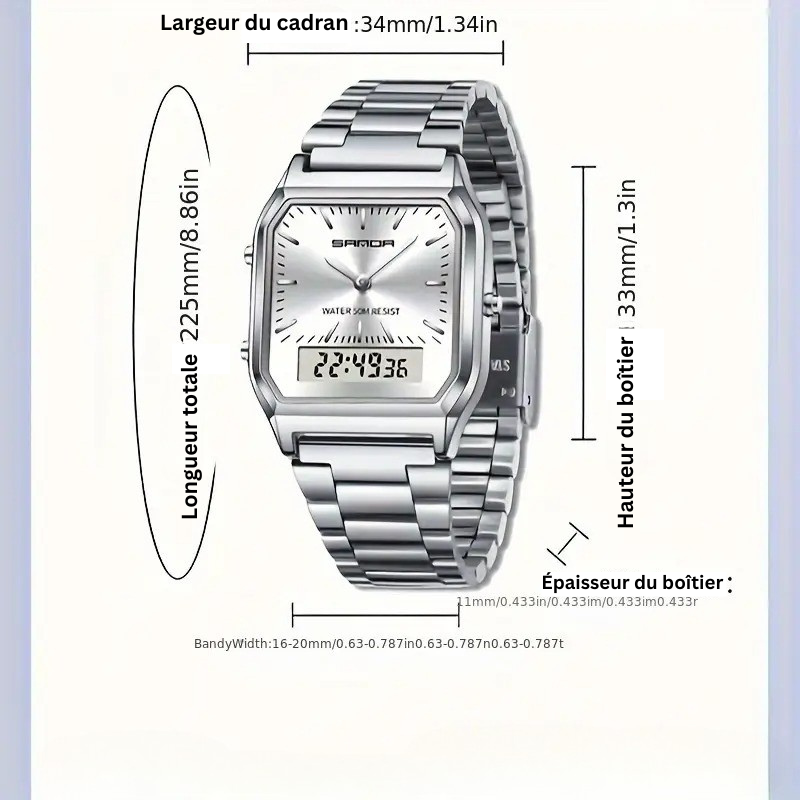 Montre Classique Double Affichage