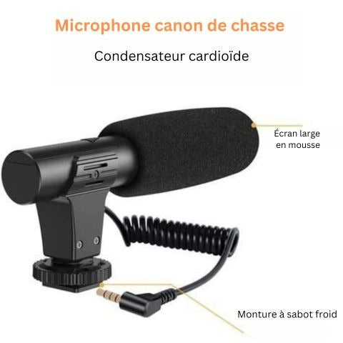 Kit de microphone vidéo professionnel avec trépied et lumière LED (PROMOTION -50%)