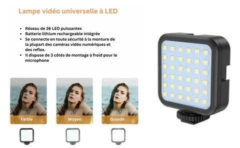 Kit de microphone vidéo professionnel avec trépied et lumière LED (PROMOTION -50%)