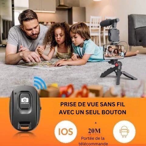 Kit de microphone vidéo professionnel avec trépied et lumière LED (PROMOTION -50%)